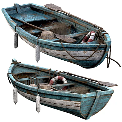 Blue Wooden Fishing Boat