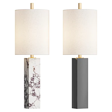 Black Marble Square Column Table Lamp