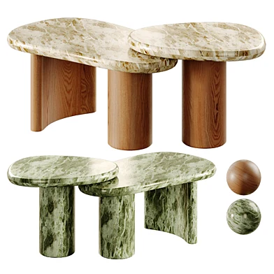Alora Solid Wood Marble Nesting Coffee Tables