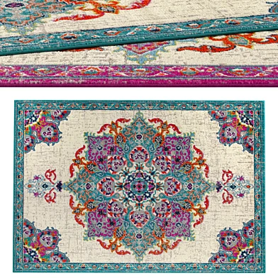 Modern Persian Medallion Area Rug - Beige/Orange/Purple/Green