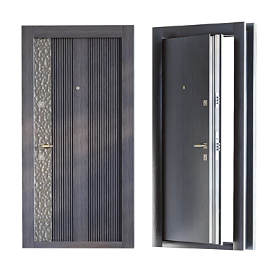 Luxury Modern Dark Wood and Metal Security Entrance Door  1202