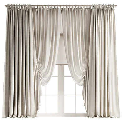 Tie Top Draped Curtains w Roller Blind