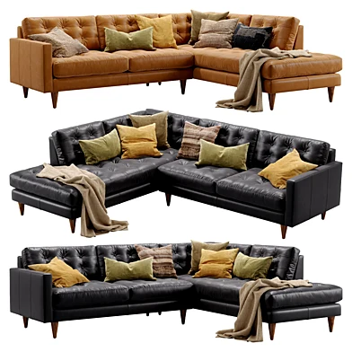 Joybird Eliot Leather Sectional with Bumper