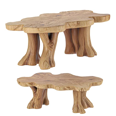 Live edge solid wood coffee table tree root table
