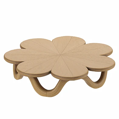 floral coffee table with sculptural base