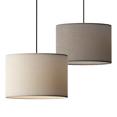 Pottery Barn Linen Drum Shade Cord Pendant Lamps