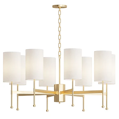 Aster Mid Century Brass Fabric Shade Chandelier