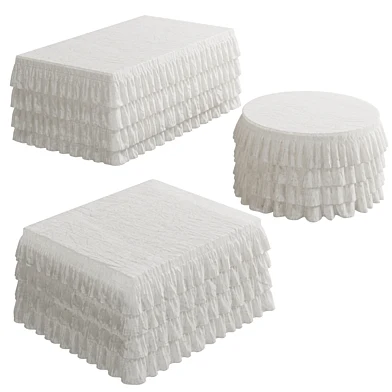 Linen Ruffled Fabric Coffee Table Set 03