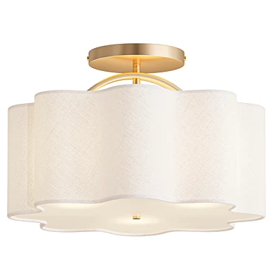 Drum Lamp with Gold Brass Finish and Beige Shade