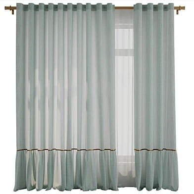 Curtain rod with a gold stripe and ruffles 185 corona