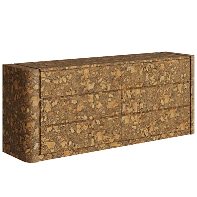 Vintage 1970s Mid Century Modern Six Drawer Cork Dresser