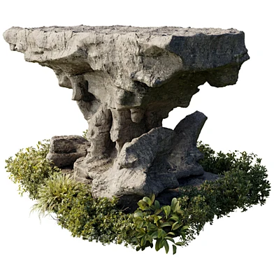Natural Stone Landscape with Plants set 12