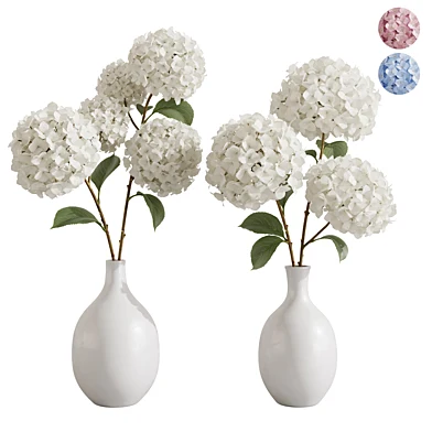 Decorative Hydrangea Flower Bouquet in White Vase