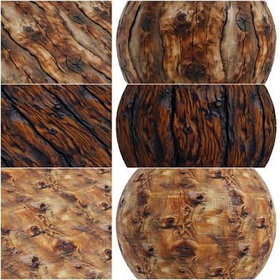 FB1261 Natural Weathered, Dark Charred & Knotty Wood | 3 Materials | Seamless PBR 4K