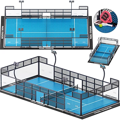 professional padel stadium court with accessorie