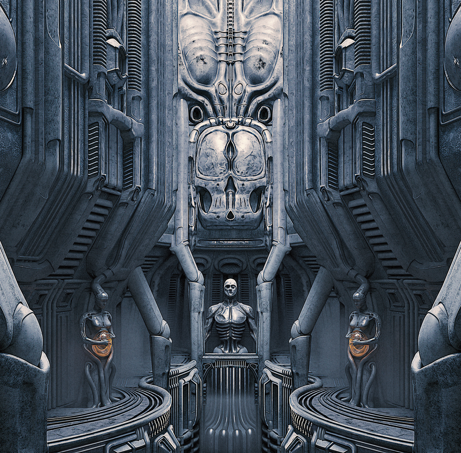 Giger style temple (сделано по референсу) - Работа из галереи 3D Моделей