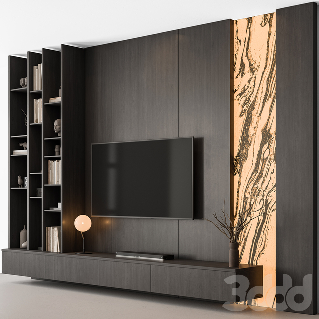 TV Wall Stone and Wood - Set 142