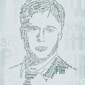 Typographic portrait of Brad Pitt.