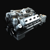3d модель двигателя Краз с коробкой передач и сцеплением