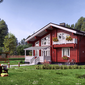 Деревянные дома в традиционных скандинавских цветах