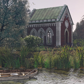 Daylight Images of the Lutheran Kirche of the Park Ensemble "Maryino"