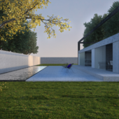 Minimalism in the draft Frame of a private house