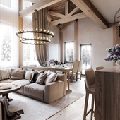 Design project for a country house in the style of a chalet