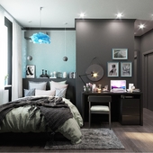"Ikea" style bedroom. Black edition