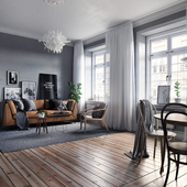 Scandinavian interior in Grey tones (сделано по референсу)