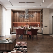 Interior visualization kitchen-living room