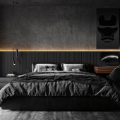 Дизайн и визуализация спальни "Dark room"
