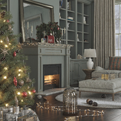 Christmas interior / Fireplace / Fireflies / Lofi Music