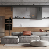 LOFT | Living room + kitchen visualization