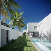 Tropical environment  (Сделано по референсу)/ Pati Blau House / Fran Silvestre Arquitectos / This is just an architectural inspiration.
