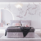 Bedroom for two girls "In a pink haze"