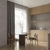 3d visualization of kitchen-living room