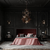 темная спальня, dark bedroom; samadov_design