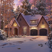"House in the forest". Snowy winter, golden autumn and springtime.