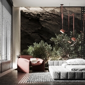 Eco-minimalistic bedroom interior design