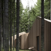 деревянный домик в лесу