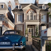 Premium townhouse in Georgian Revival style.