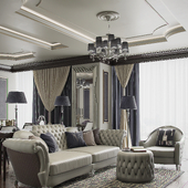 Интерьер в неоклассическом стиле с элементами арт-деко