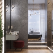 Ванная комната и сан узел в апартаментах (сделано по референсу)