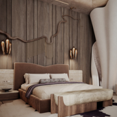 Bedroom with rock elements