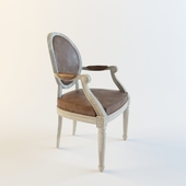 Vintage French Round Leather Armchair