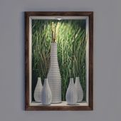Натюрморт с травой и вазами