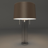 Glass Column Table Lamp with Brown Fabric