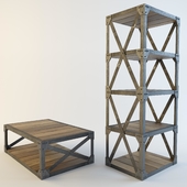 Halo Scaffolding Narrow Bookcase and Coffee Table