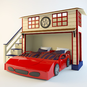Кровать двойная "Машинка с гаражом"