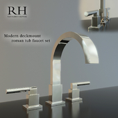 Modern deckmount roman tub faucet set